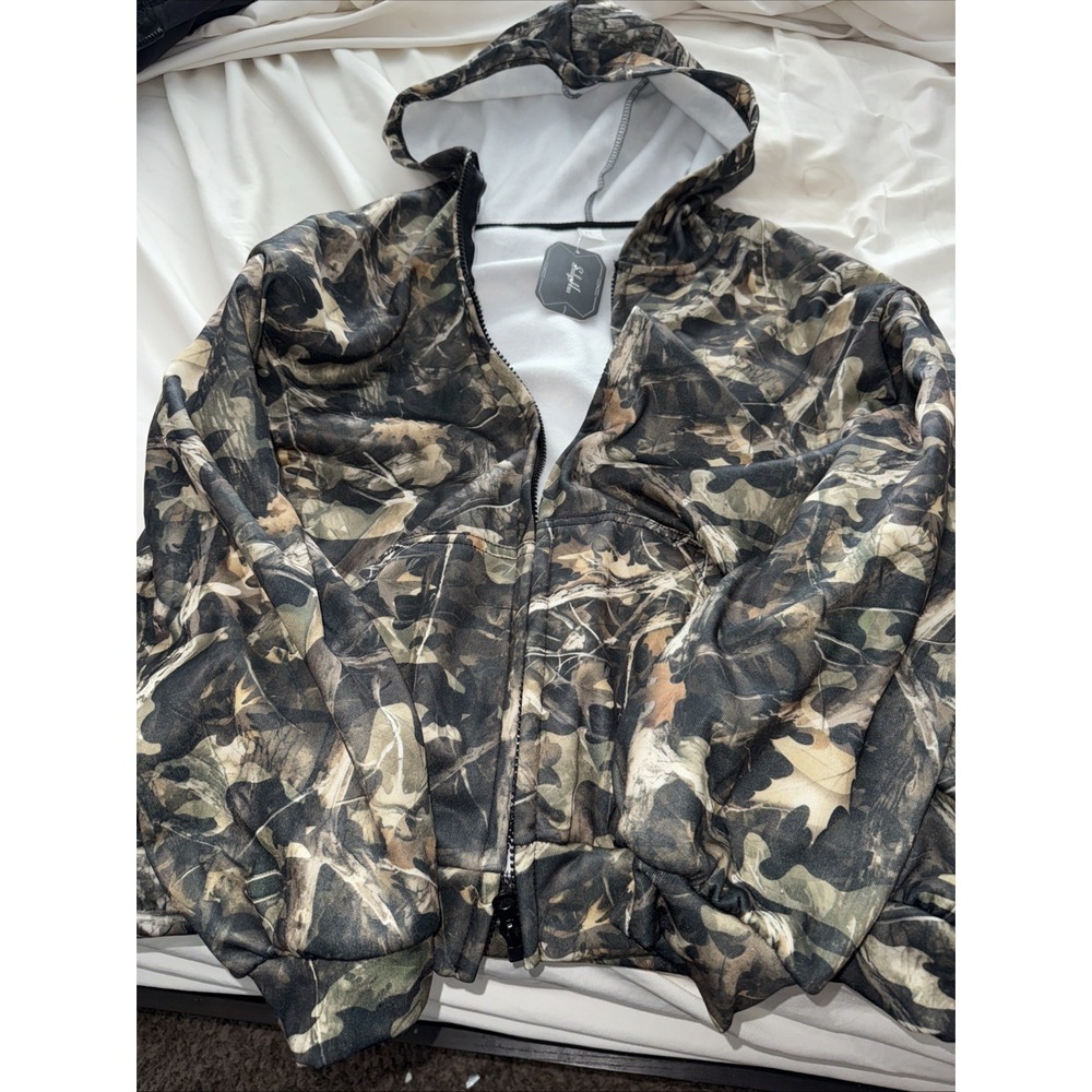 SOLY HUX Graphic Women's Zip-Up Hoodie Sweatshirt Fall camouflage